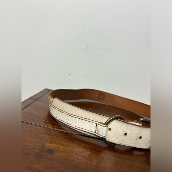 GAP Y2K 90’s White Boho wide Cowgirl Western genuine leather Belt size M - Picture 3 of 9